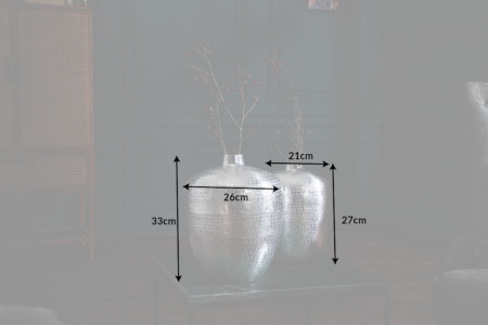 Handgemaakte vazen ​​set van 2 ORIENTAL 33 cm zilver met voetbescherming - Img 2