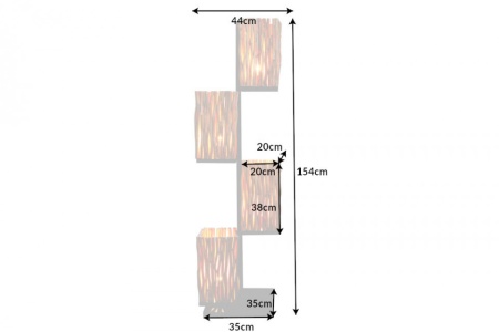 Handgemaakte vloerlamp EUPHORIA 154cm lang hout met vier kappen - Img 2