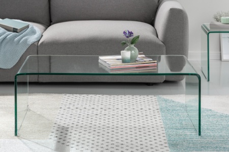 Hoge kwaliteit set van 2 glazen salontafel FANTOME 100 cm transparant - Img 5