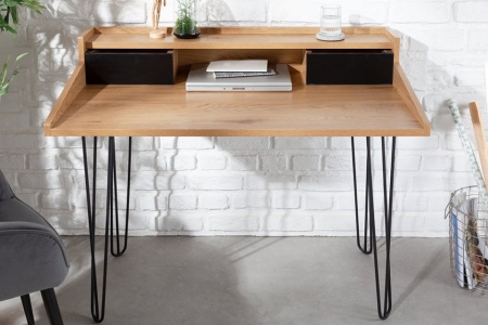 Industrieel bureau STUDIO 110 cm eiken-look laptoptafel met haarspeldpoten - Img 5