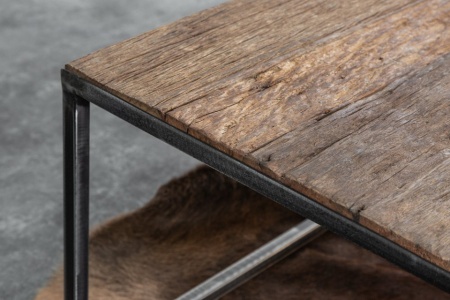 Industriële salontafel BARRACUDA 110 cm salwood met gespikkelde poten - Img 7