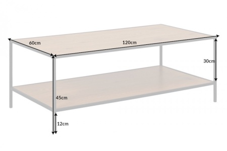 Industriële salontafel SLIM 120cm wild eiken zwart met twee planken - Img 2