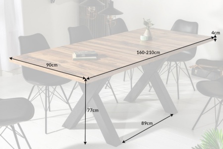 Industriële uitschuifbare eettafel 160-210 cm eiken look model met X-poten - Img 2