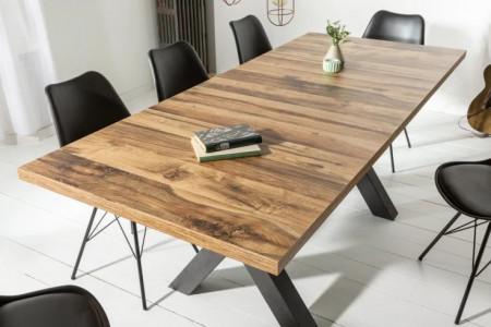 Industriële uitschuifbare eettafel 160-210 cm eiken look model met X-poten