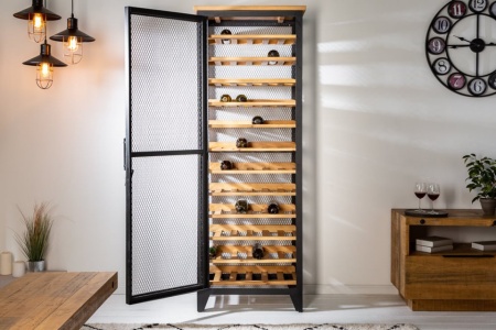 Industriële wijnkast BODEGA 184cm gerecycleerd grenen naturel wijnrek voor 72 flessen - Img 4