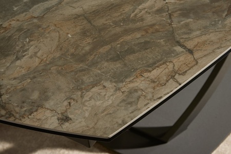 Keramiek eettafel Uitschuifbare 130-190 cm taupe marmer look - Img 7