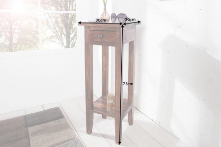 Massief bijzettafeltje 75 cm mahonie shabby chic telefoontafeltje - Img 3