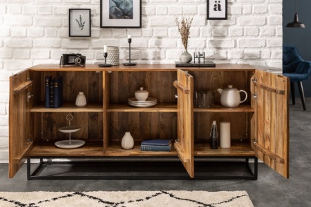 Massief dressoir 160cm mangohout naturel frontdesign - Img 3
