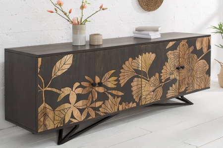 massief dressoir 175 cm met bloemmotief van mangohout - Img 3