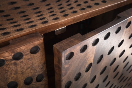 Massief highboard 100 cm mangohout retro design met uitgebreid front - Img 6