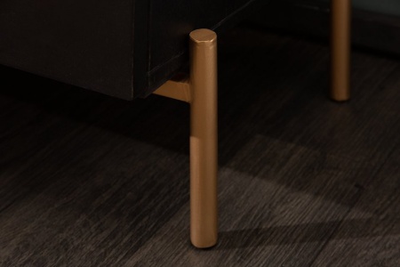 Massief highboard DALA 100cm mangohout zwart gouden poten - Img 4