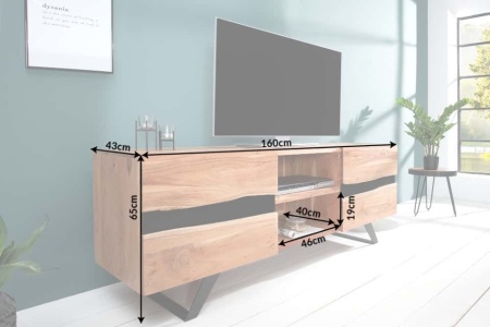 Massief houten boomstam TV Board 160cm Acacia - Img 3