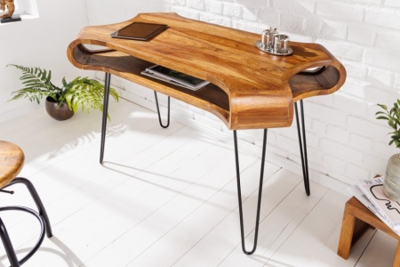 Massief houten bureau ORGANIC LIVING 120 cm Sheesham consoletafel met opbergruimte - Img 8