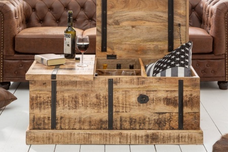 Massief mangohout salontafel met kist BODEGA 100 cm - Img 5