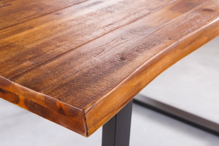 Massieve boomstam eettafel GENESIS 140cm acacia boomrand onderstel - Img 4