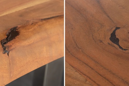 Massieve boomstam eettafel MAMMUT NATURE 300cm acacia 6cm tafelblad roestvrijstalen poten - Img 7