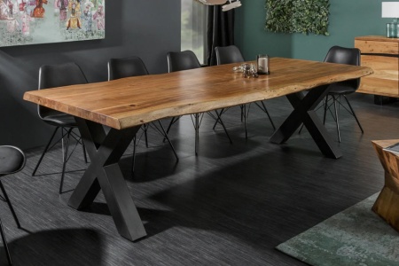Massieve boomstam eettafel MAMMUT NATURE 300cm acacia 6cm tafelblad - Img 3