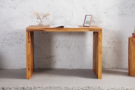 Massieve consoletafel MAKASSAR 100 cm Sheesham Stone Finish bureau - Img 6
