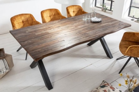 Massieve eettafel GENESIS VINTAGE 200cm acaciahout bruin met X-poten - Img 3