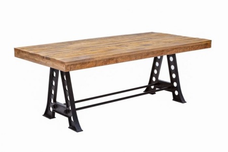 Massieve eettafel INDUSTRIAL 200cm mangohout met zwart metalen frame - Img 8