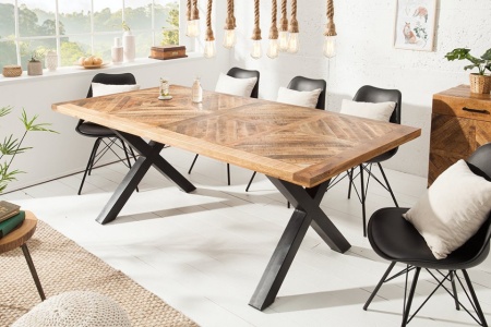 Massieve eettafel INFINITY HOME 200 cm naturel mangohout industrieel design - Img 3