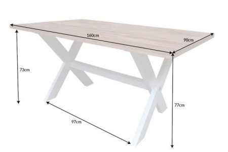 Massieve eettafel LONG ISLAND 160cm mangohout X-frame landelijke stijl - Img 2