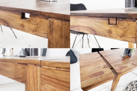 Massieve eettafel PURE 120-200cm Sheesham met verlengplaten met een unieke nerf - Img 3