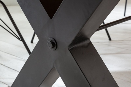 Massieve eettafel ROAD 200cm naturel gerecycled grenen industrieel design X-frame - Img 6