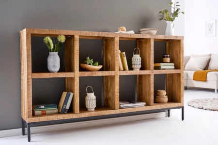 Massieve open wandkast IRON CRAFT 172 cm mangohout boekenplank acht vakken industrieel design - Img 4