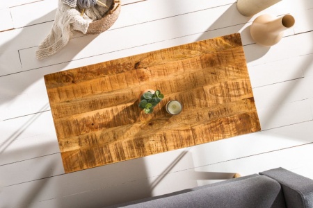 Massieve salontafel SCORPION 100 cm natuurlijke mangohouten haarspeldpoten - Img 4