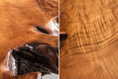 Massieve salontafel WILD 100cm teak massief houten boomschijf Hairpin Legs - Img 4
