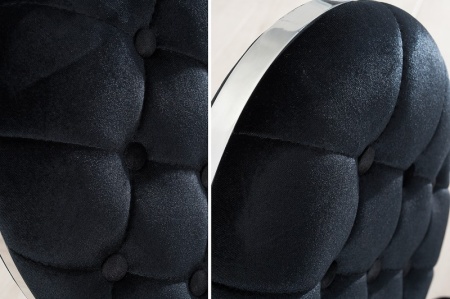 MODERN BAROCK fauteuil combineert symbiose van roestvrij staal en hoogwaardig zwart fluweel met knopen - Img 5