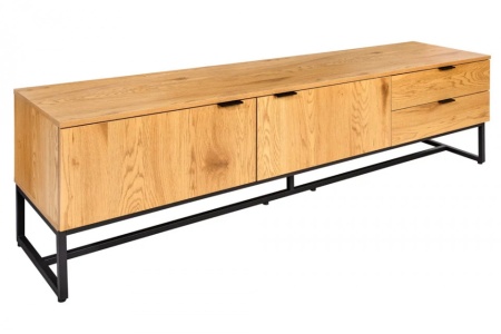 Modern TV-bord X7 180 cm eiken decor laag bord gecoat afgeleid houtproduct met zwart frame - Img 6