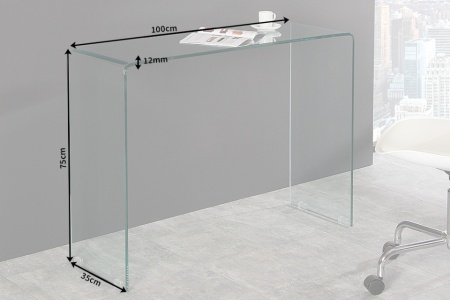 Moderne Design Glazen bureau zoals sidetable 100 cm volledig transparant glas - Img 4
