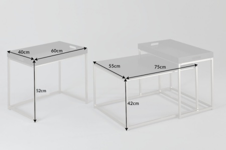 Moderne design salontafel set van 3 ELEMENTS 75 cm zwart stalen dienbladtafel - Img 2