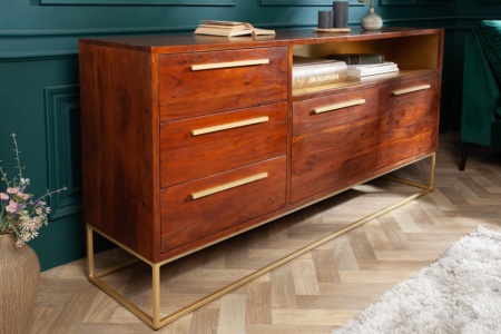 Moderne dressoir acaciahout 165 cm bruin goud 165cm - Img 4