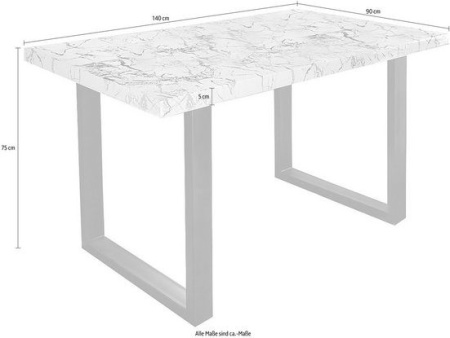 Moderne eettafel 140cm Marmerlook wit - Img 3