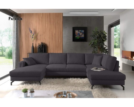 Moderne Lounge Hoekbank Stof Donkergrijs, Panoramische Salon Stof Donkergrijs 348 cm - Img 3