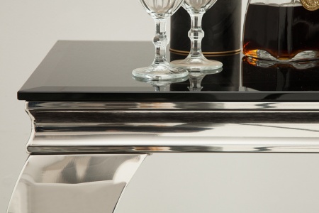 Moderne Sidetable console tafel MODERN BAROK 140 cm zwart roestvrij staal opaal glazen tafelblad - Img 7