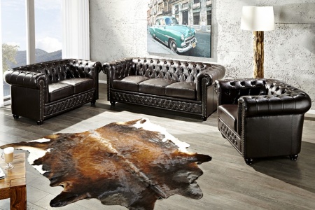 Nobele Chesterfield 3-zits bank coffee bruine knoop stiksels 210cm - Img 6