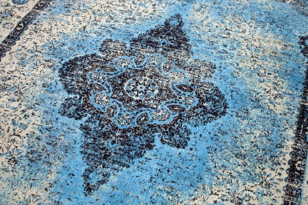 Oosters katoenen vloerkleed 240x160cm blauw geometrisch patroon - Img 5