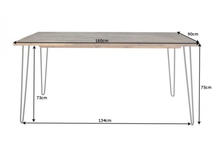 Retro eettafel SCORPION 160 cm acacia bruin verweerde haarspeldpoten - Img 2