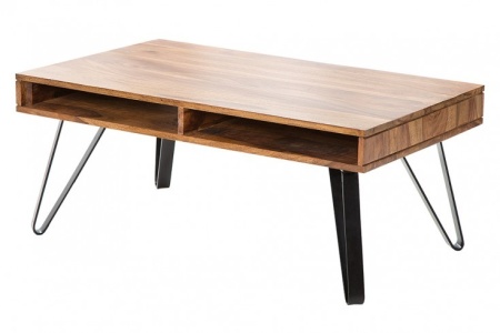 Retro salontafel SPIDER Sheesham 100cm metalen poten Stone Finish - Img 6