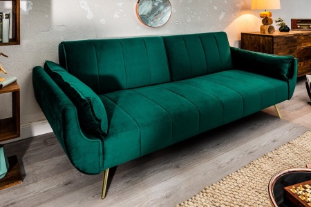 Retro slaapbank 220cm smaragdgroene fluweel stof - Img 7