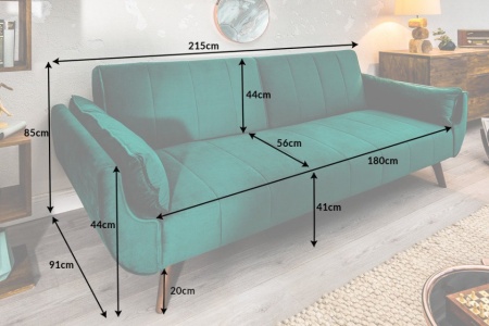 Retro slaapbank Fluweelstof smaragdgroen 220 cm 3-zitsbank met bedfunctie - Img 3
