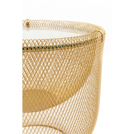 Salontafel Grid Goud Ø50cm met artistieke staalgaas - Img 3
