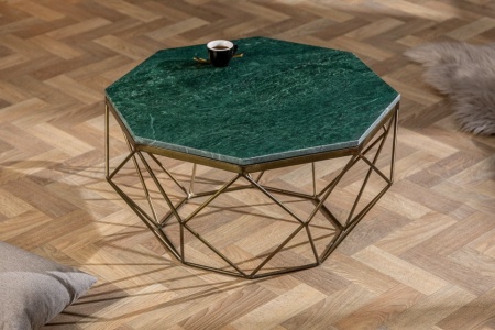 Salontafel Messing met Marmer Blad Groen Diamond 69 cm - Img 3