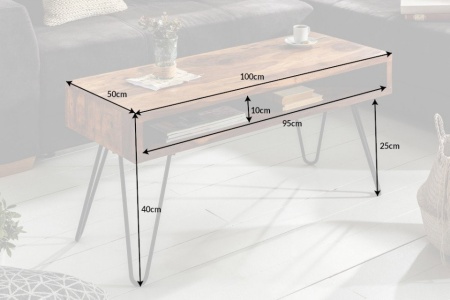 Salontafel Sheeshamhout 100cm met haarspeldpoten - Img 2