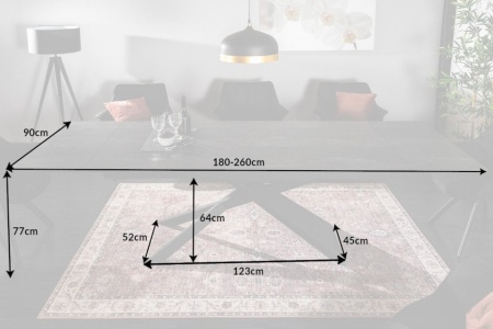 Uitschuifbare eettafel EUPHORIA 180-220-260 cm keramiek in lava-look - Img 2