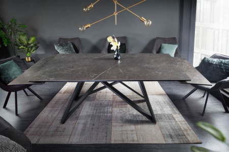 Uitschuifbare eettafel Gomes 180-220-260 cm keramiek plaat in grafiet look - Img 3